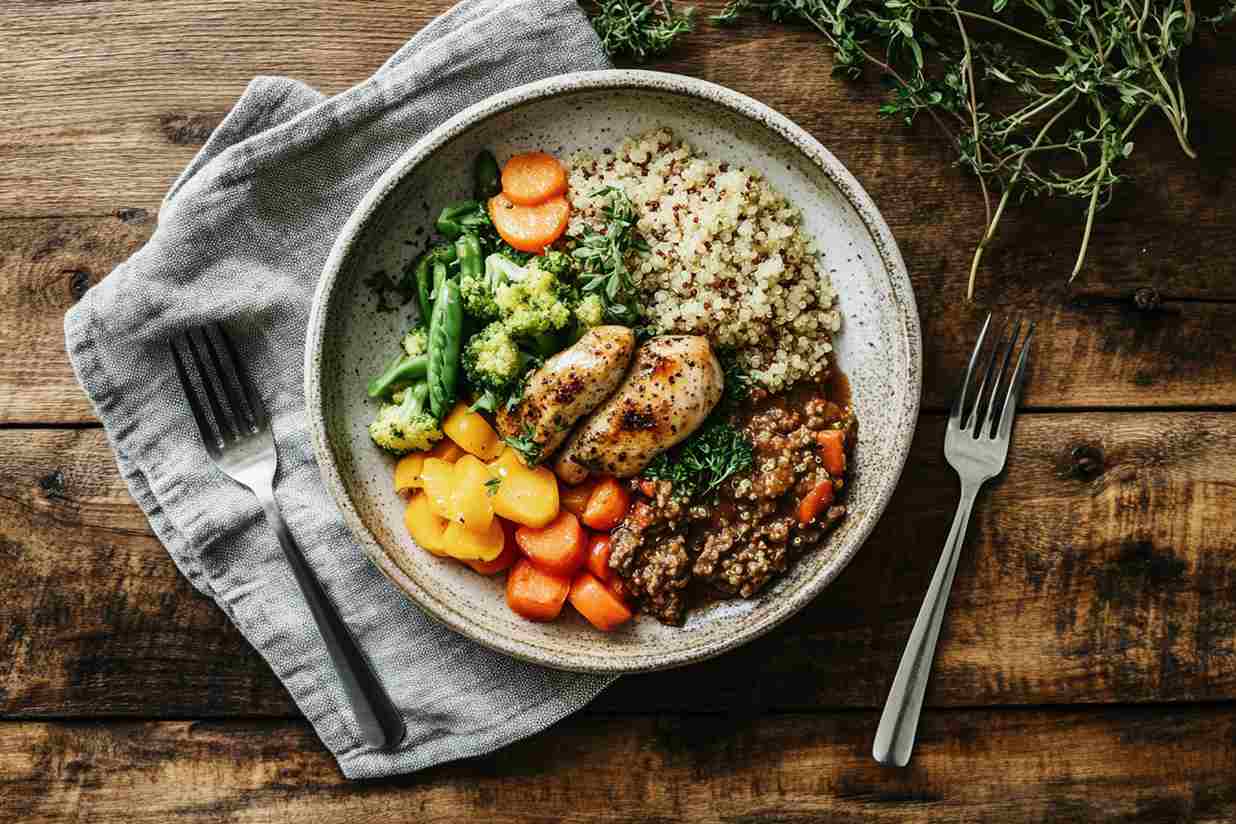 High Protein Slow Cooker Recipes – A delicious slow cooker meal with protein-rich ingredients like chicken, lentils, and quinoa.