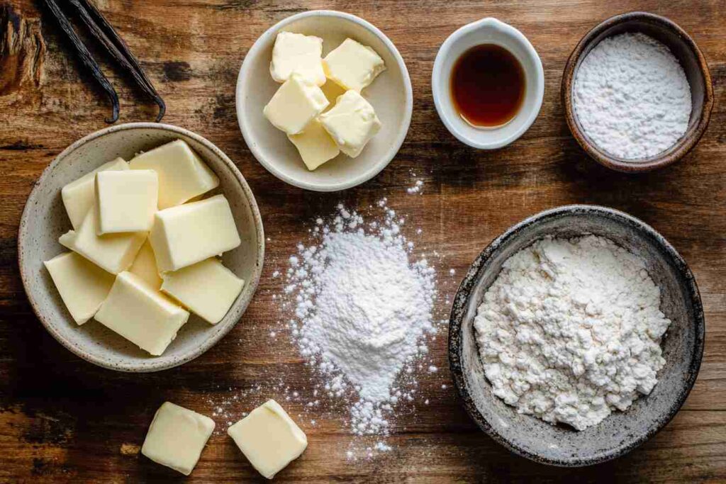 Ingredients for the Homemade Amaretto baking chips, including white chocolate, Amaretto liqueur, and vanilla extract